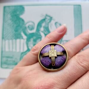 Jan Michaels San Francisco Purple Stone Crypt Ring Adjustable Sz 8